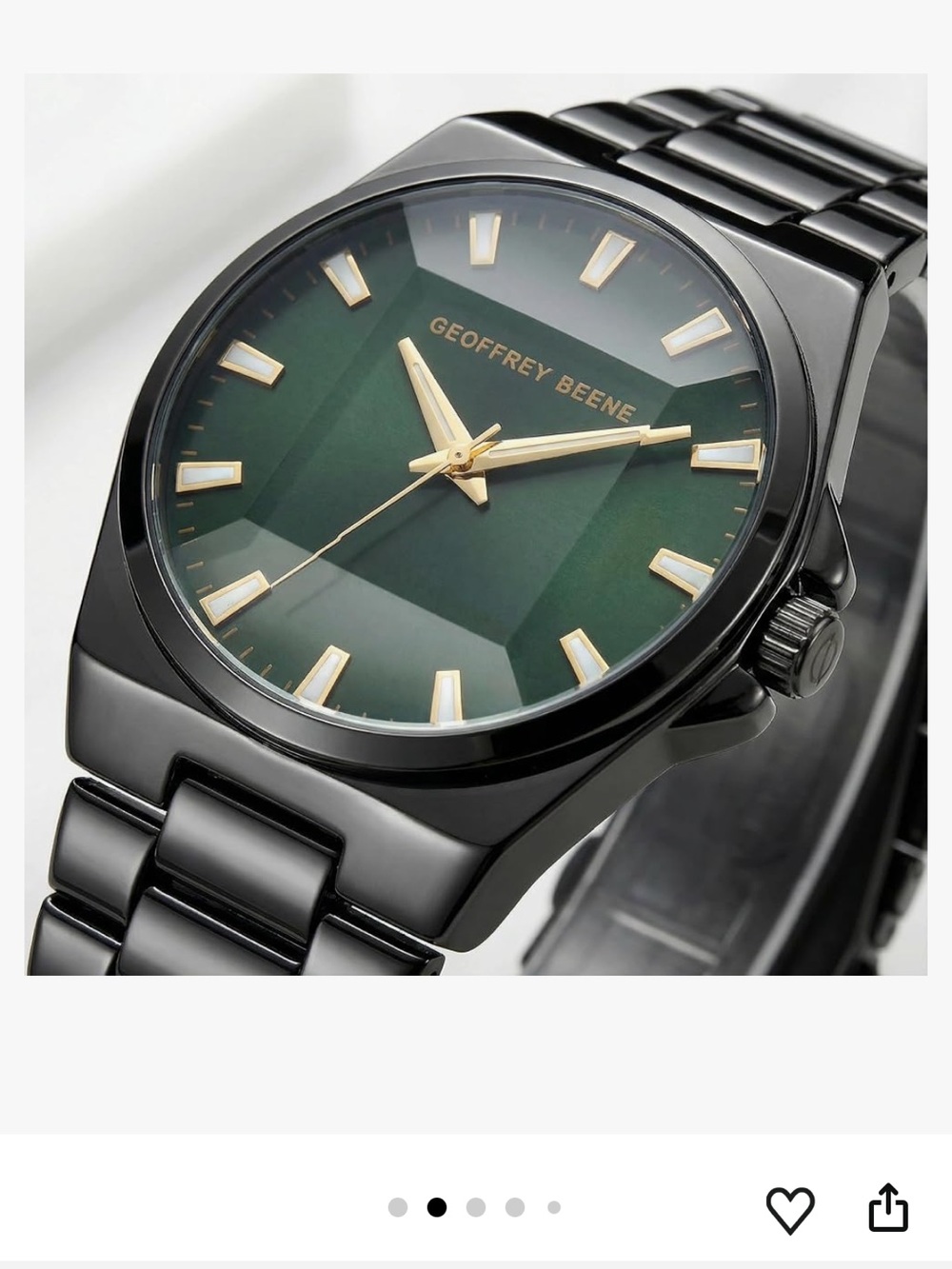 Geoffrey Beene Black Bracelet Watch with Green Dial and Gold Accents - Picture 3 of 9